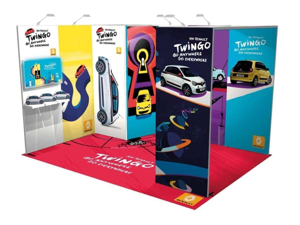Twingo-Fabric-Stand-with-logo-printed-floor
