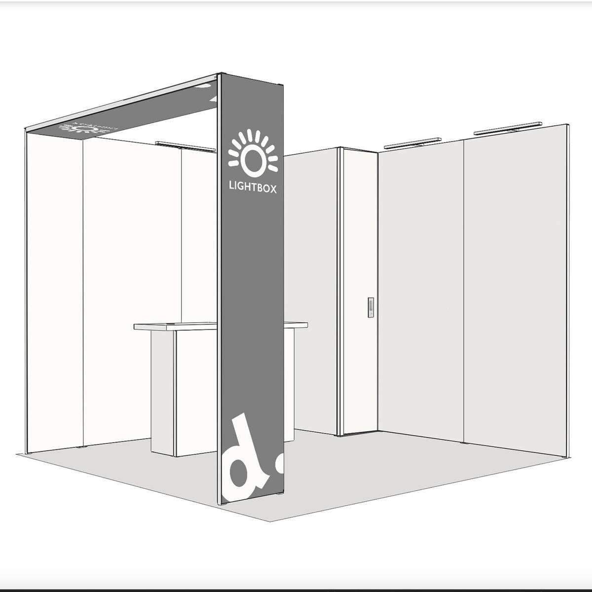 Beursstand met LightBox Modules, Bergruimte en Monitorhouder