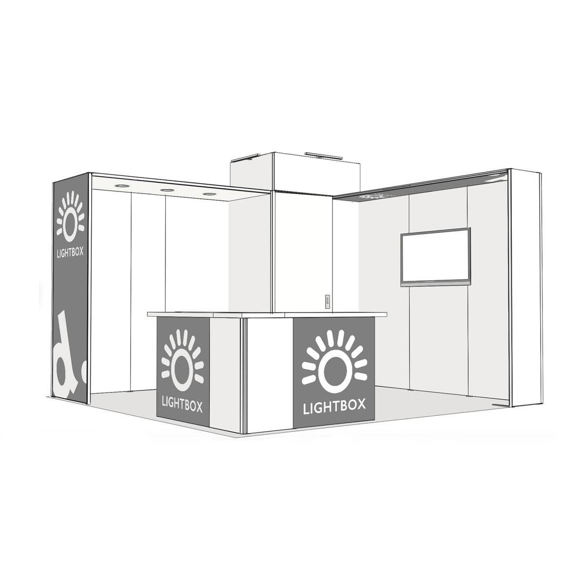 Beursstand met LightBox Modules, Bergruimte en Monitorhouder